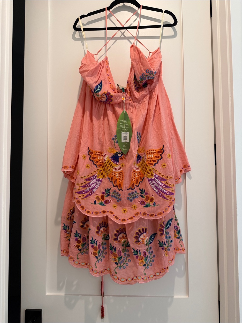 FARM Rio Blush Pink Embroidered Floral Midi Dress - Picture 3 of 4